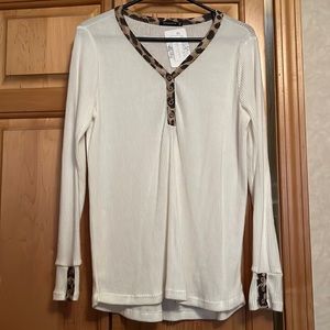 White and Leopard shirt. Staccato brand NWT